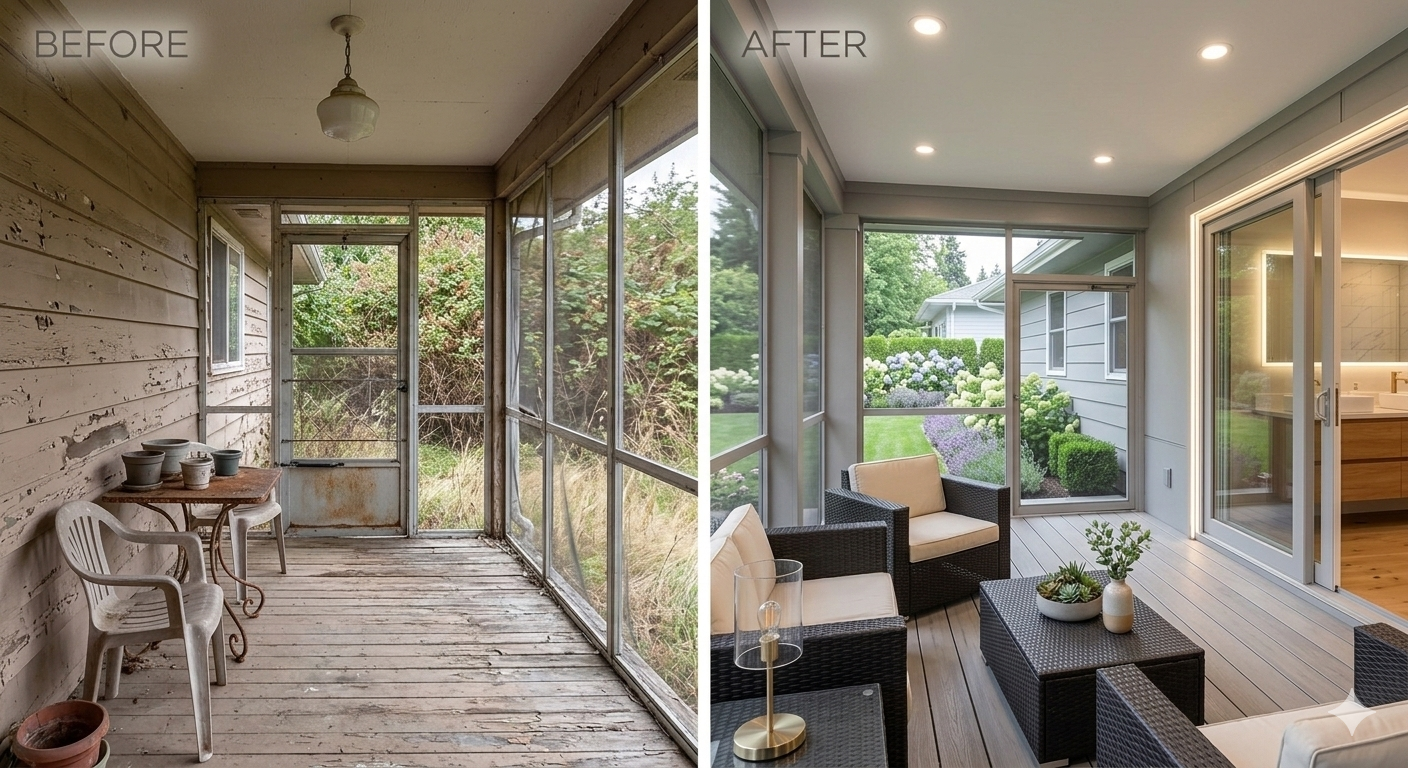 Porch construction project in Omaha